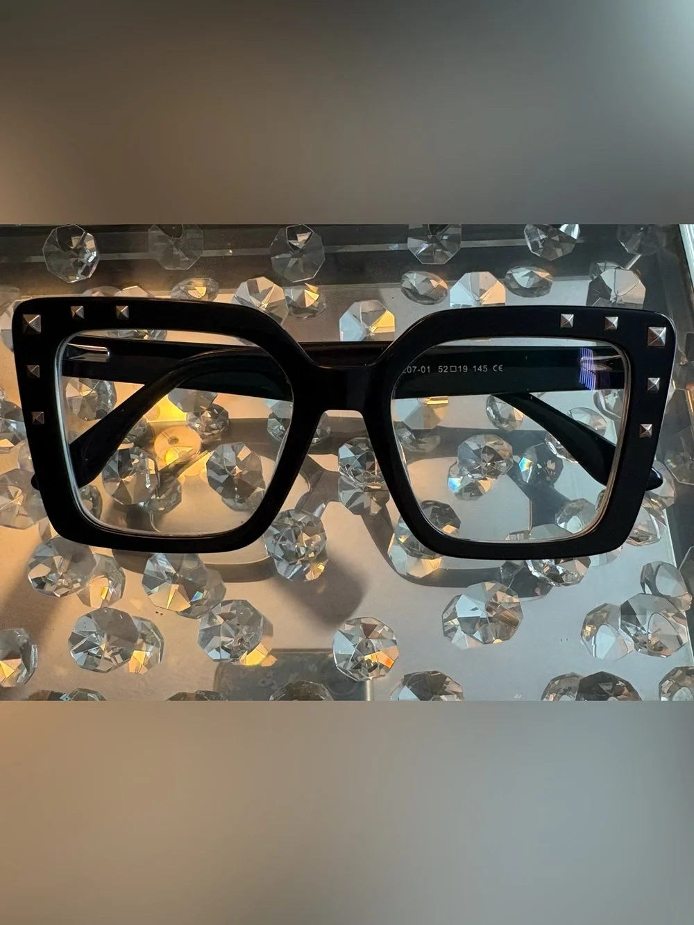 Zeelool Women's Black Square Glasses with Gold Stud Accents